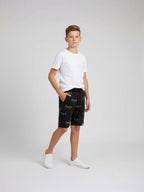 COFFEE LYCRA PRINT SHORTS WITH 2 SIDE ZIPPERS