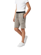 KHAKI LYCRA PRINT SHORTS WITH 2 SIDE ZIPPERS