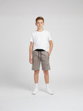 KHAKI LYCRA PRINT SHORTS WITH 2 SIDE ZIPPERS