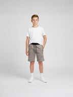 KHAKI LYCRA PRINT SHORTS WITH 2 SIDE ZIPPERS