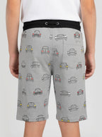 GREY LYCRA PRINT SHORTS WITH 2 SIDE ZIPPERS