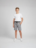GREY LYCRA PRINT SHORTS WITH 2 SIDE ZIPPERS