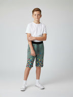 PISTA LYCRA PRINT SHORTS WITH 2 SIDE ZIPPERS