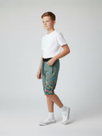 PISTA LYCRA PRINT SHORTS WITH 2 SIDE ZIPPERS