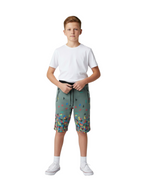 PISTA LYCRA PRINT SHORTS WITH 2 SIDE ZIPPERS