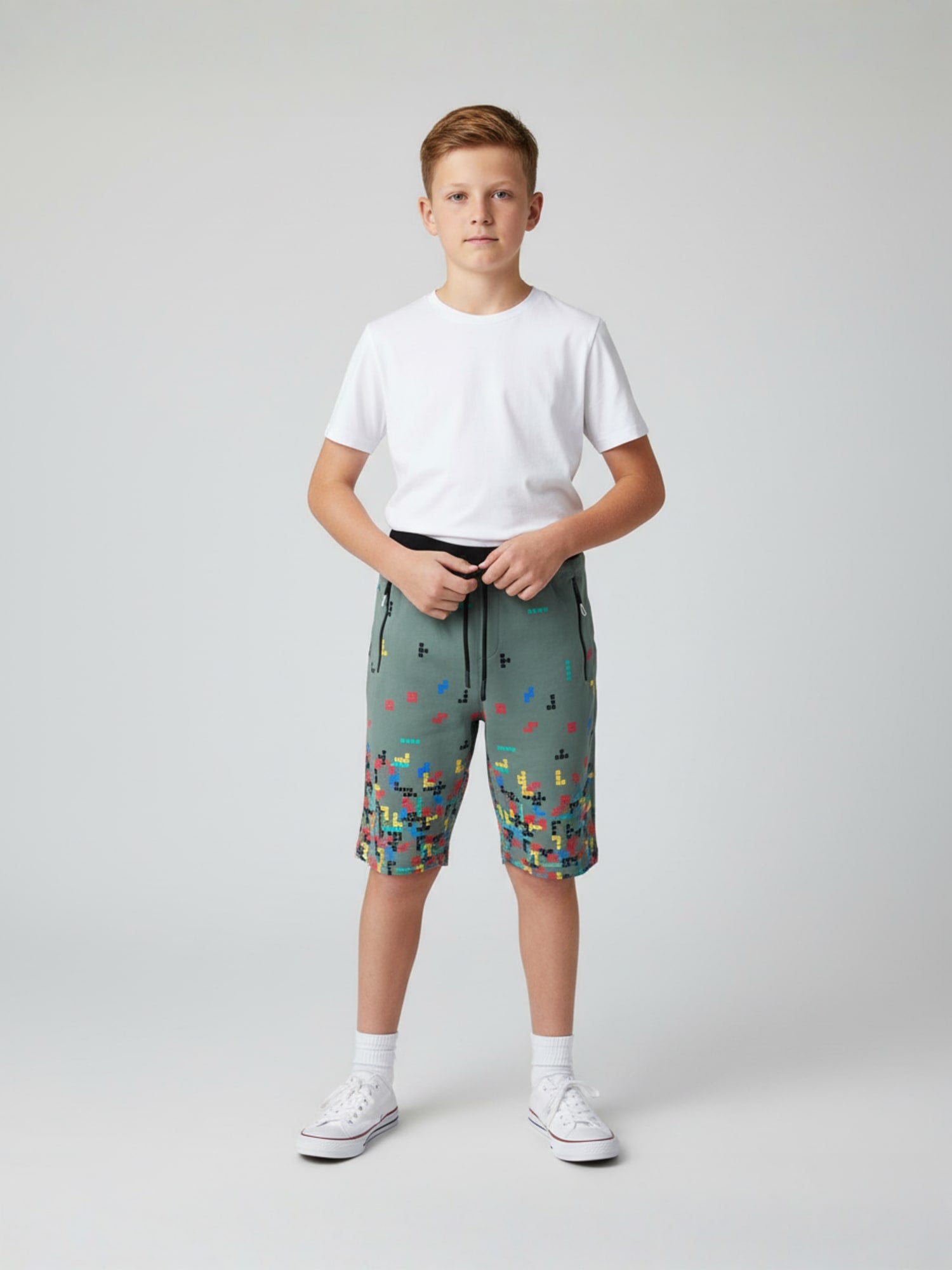 PISTA LYCRA PRINT SHORTS WITH 2 SIDE ZIPPERS