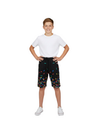 GREEN LYCRA PRINT SHORTS WITH 2 SIDE ZIPPERS
