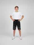 GREEN LYCRA PRINT SHORTS WITH 2 SIDE ZIPPERS