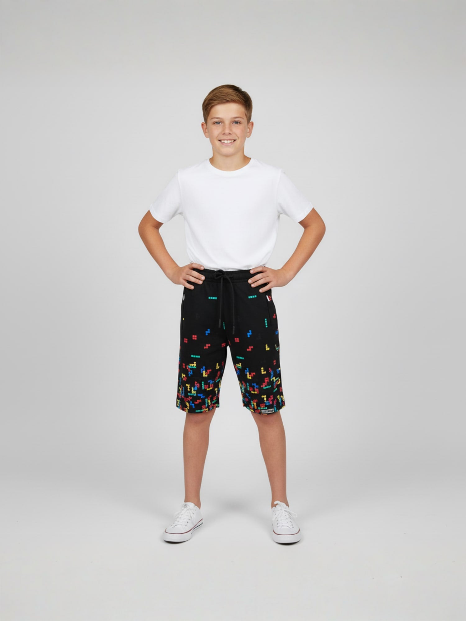 GREEN LYCRA PRINT SHORTS WITH 2 SIDE ZIPPERS