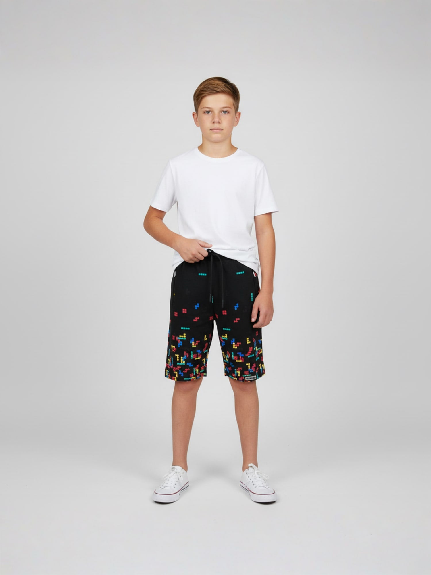 GREEN LYCRA PRINT SHORTS WITH 2 SIDE ZIPPERS