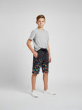 DARK GREY LYCRA PRINT SHORTS WITH 2 SIDE ZIPPERS