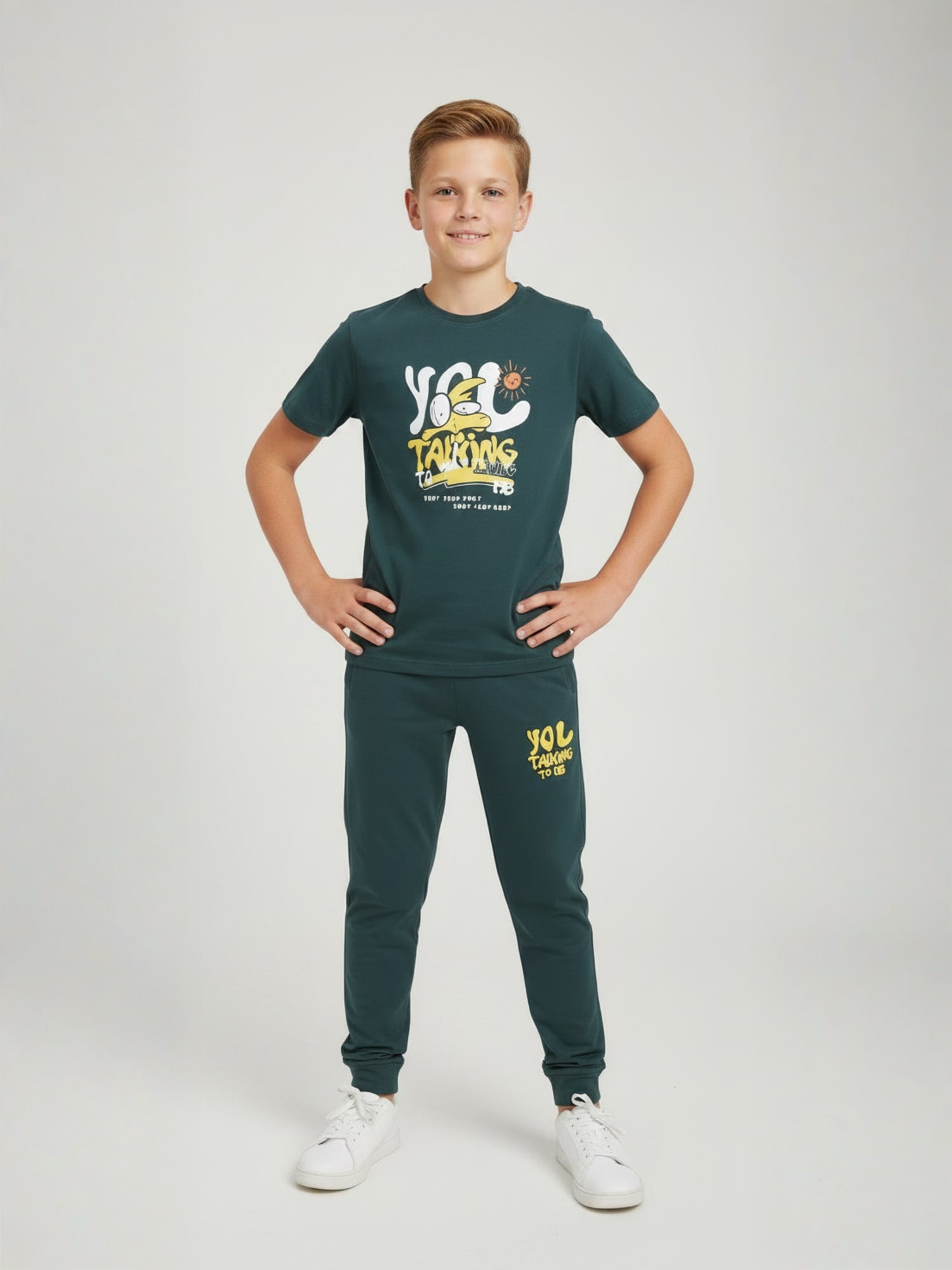 FOREST GREEN BIOGOLD FABRIC - LIGHTWEIGHT - STYLISH FULL PANT SET