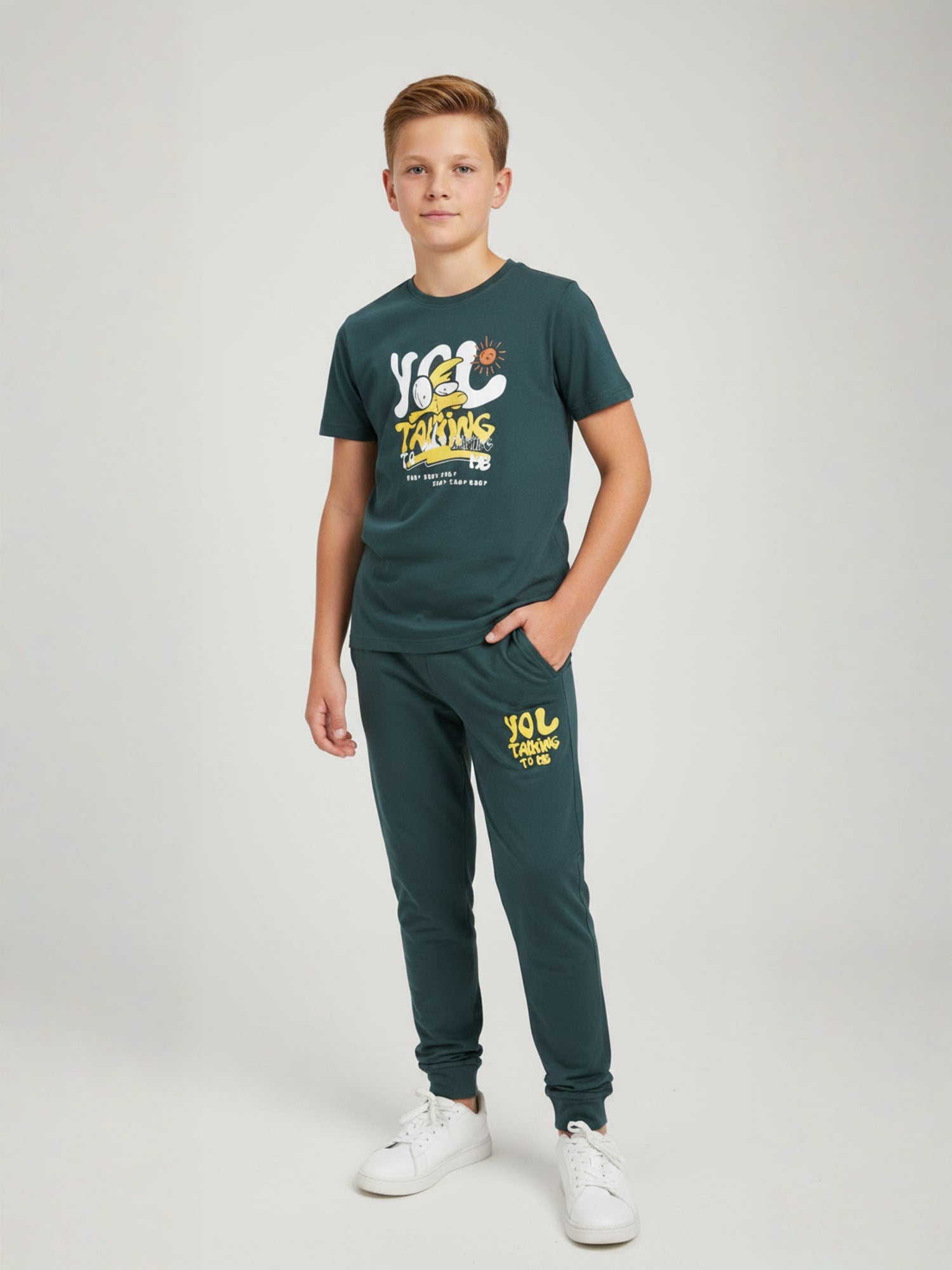 FOREST GREEN BIOGOLD FABRIC - LIGHTWEIGHT - STYLISH FULL PANT SET