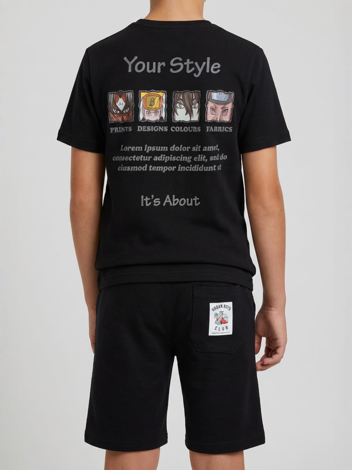 BLACK NEXTGEN BOYS CO-ORD SET - PREMIUM FABRIC SHORTS