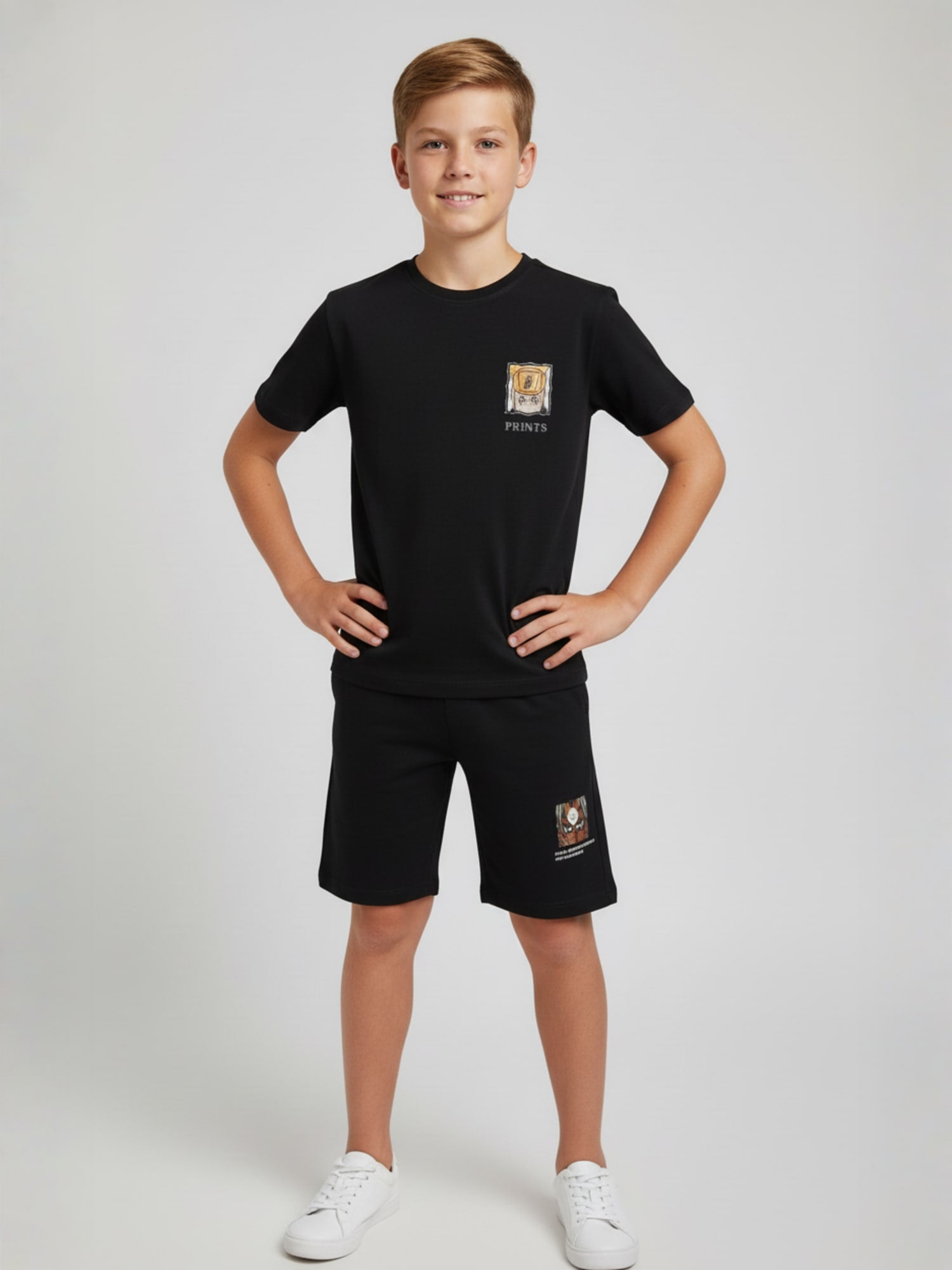 BLACK NEXTGEN BOYS CO-ORD SET - PREMIUM FABRIC SHORTS
