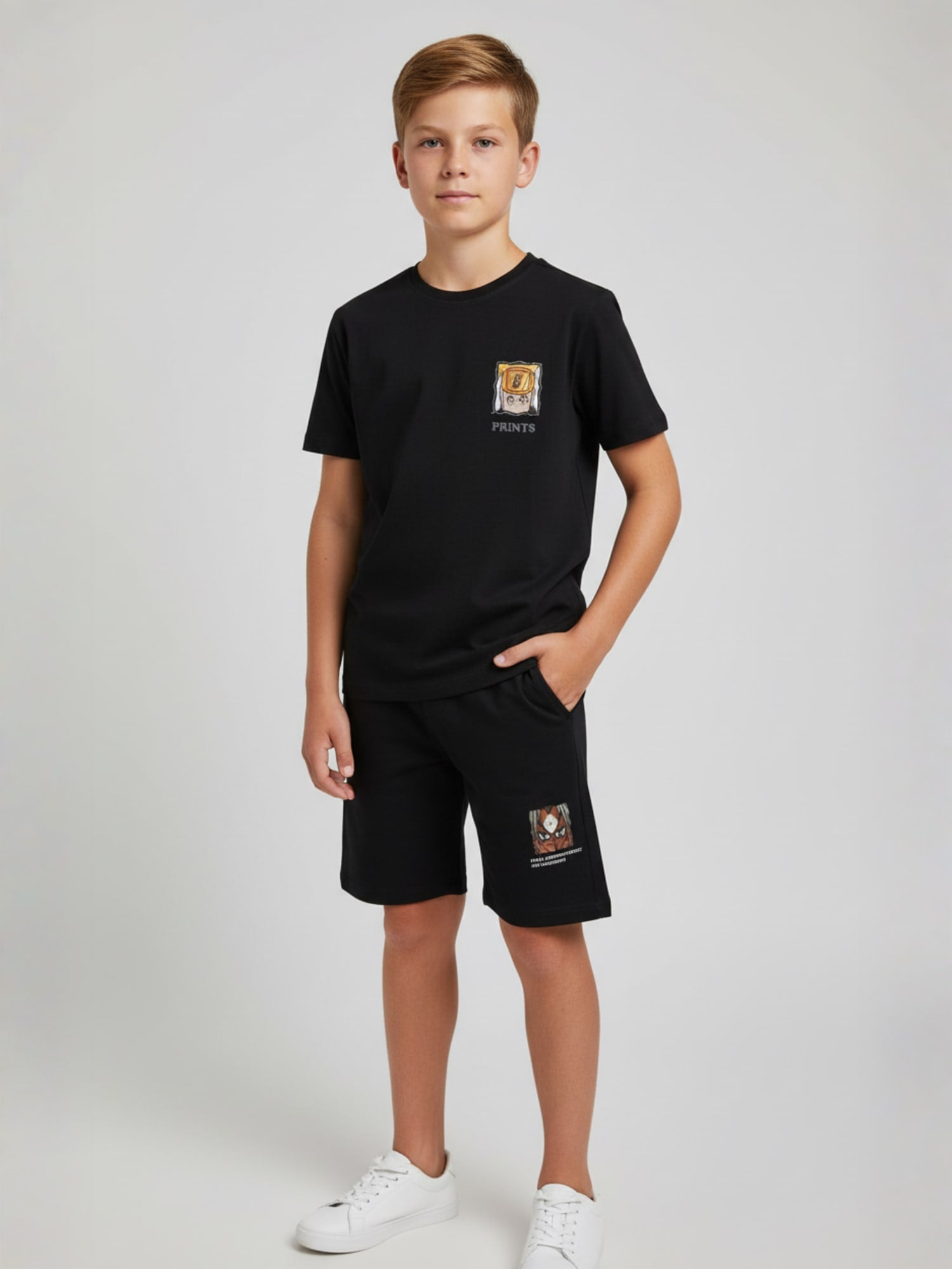 BLACK NEXTGEN BOYS CO-ORD SET - PREMIUM FABRIC SHORTS