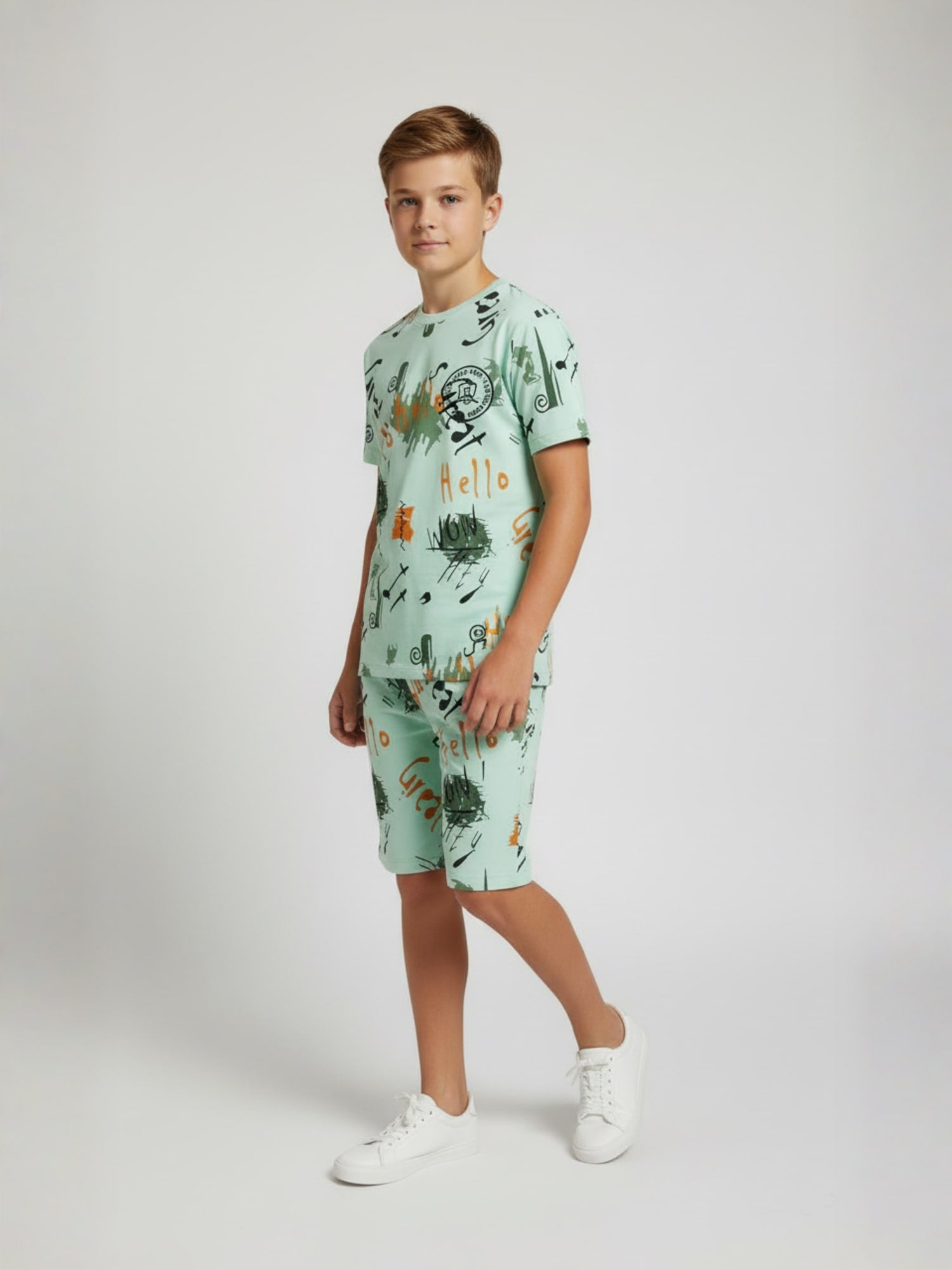 LIGHT GREEN URBANBOYS CLUB SIGNATURE SHORTS CO-ORD SET
