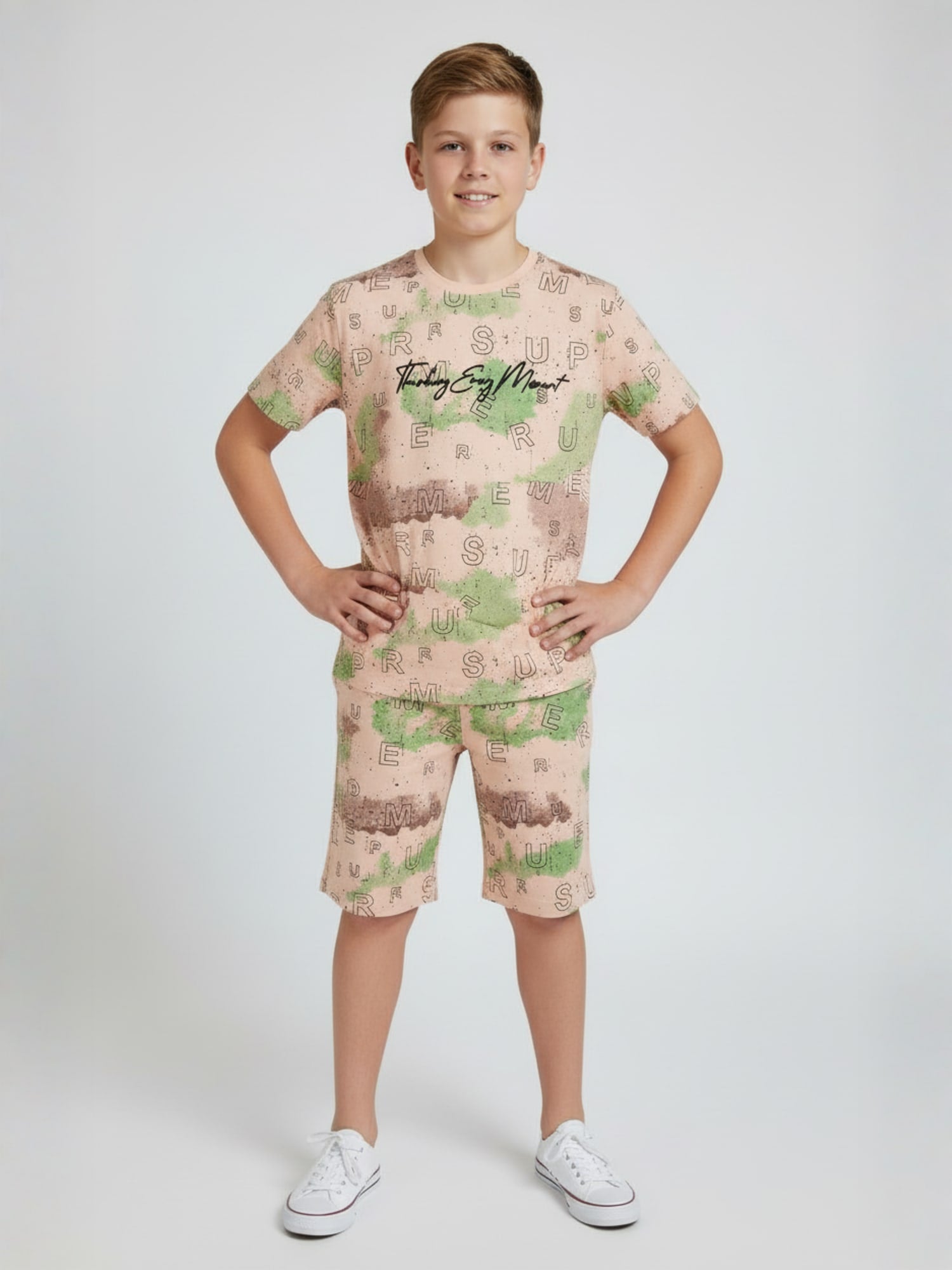 PEACH URBANBOYS CLUB SIGNATURE SHORTS CO-ORD SET