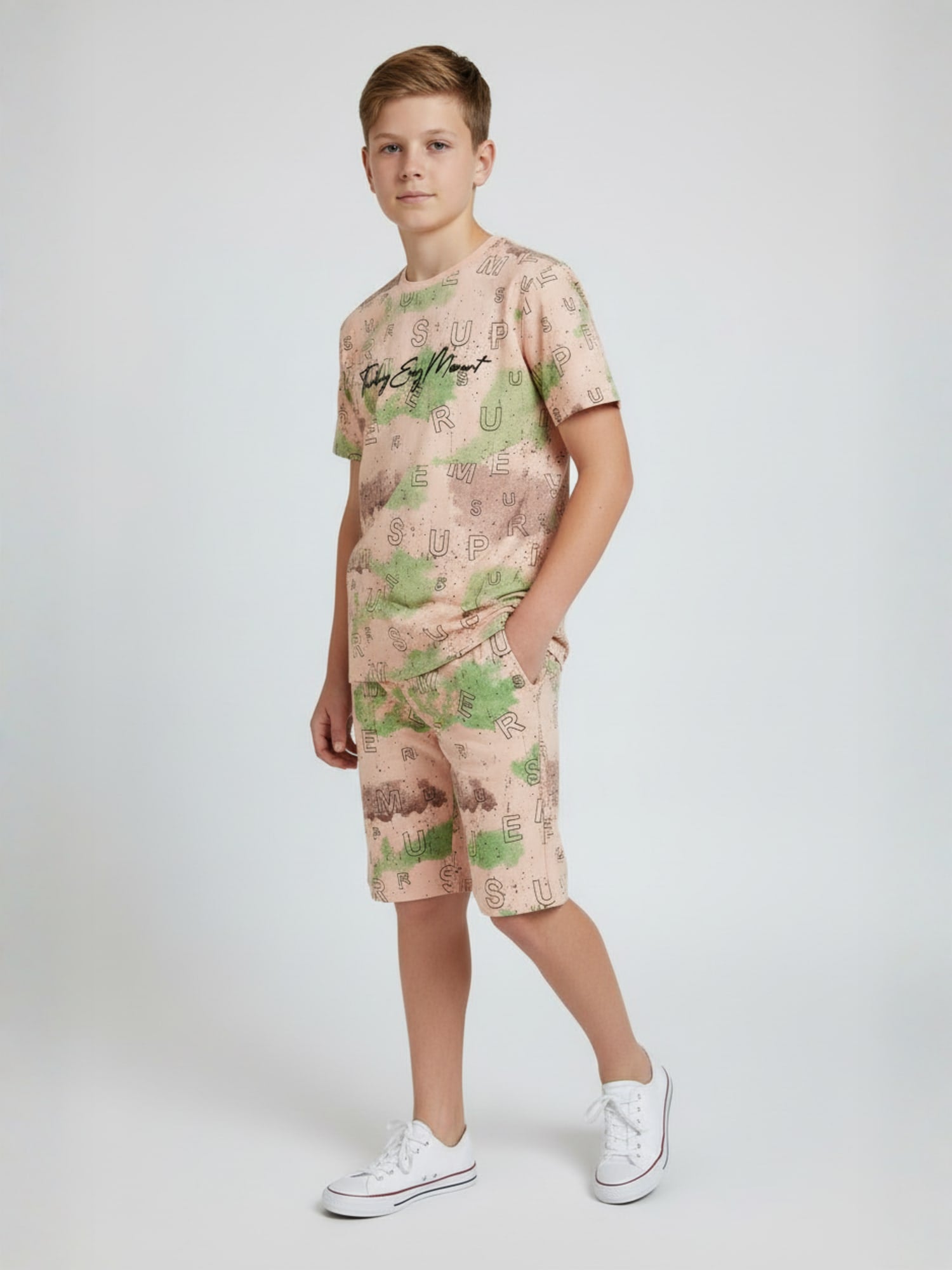 PEACH URBANBOYS CLUB SIGNATURE SHORTS CO-ORD SET