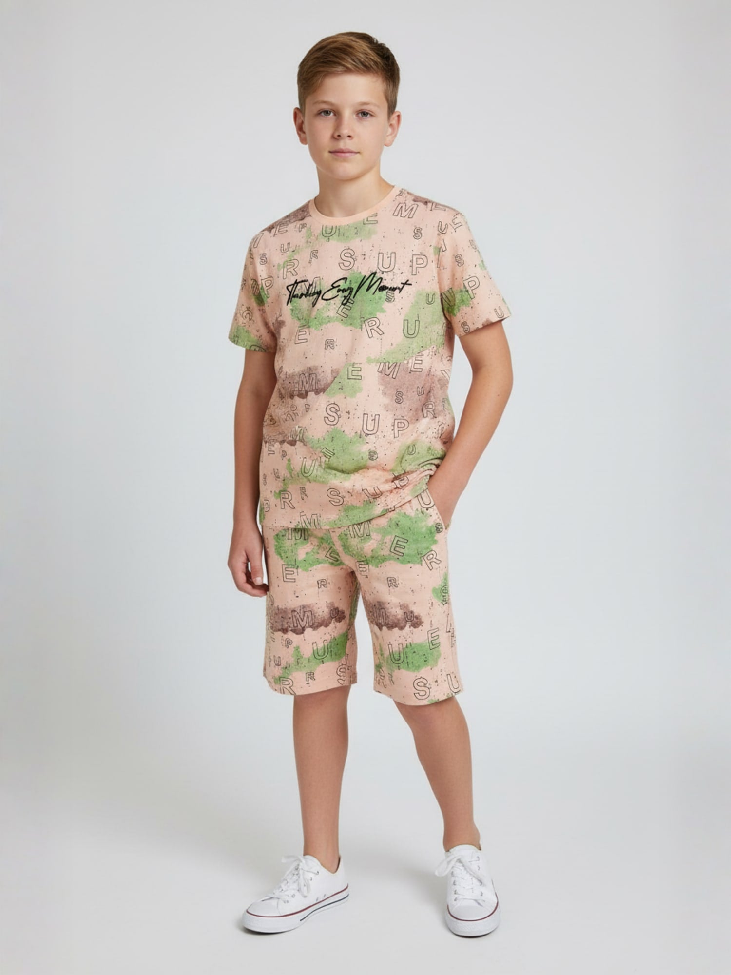 PEACH URBANBOYS CLUB SIGNATURE SHORTS CO-ORD SET