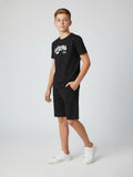 NAVY BLUE COTTON SHORTS CUBIC COLLAR CO-ORD SET