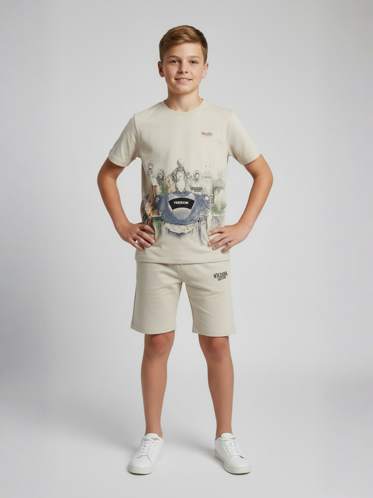 CREAM URBAN CHILL SHORTS CO-ORDS SET