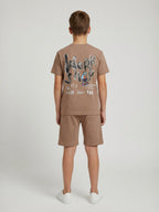 BROWN URBAN CHILL SHORTS CO-ORDS SET
