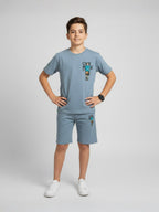 BLUE URBAN CHILL SHORTS CO-ORDS SET