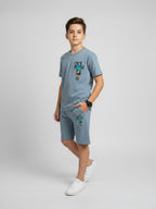 BLUE URBAN CHILL SHORTS CO-ORDS SET
