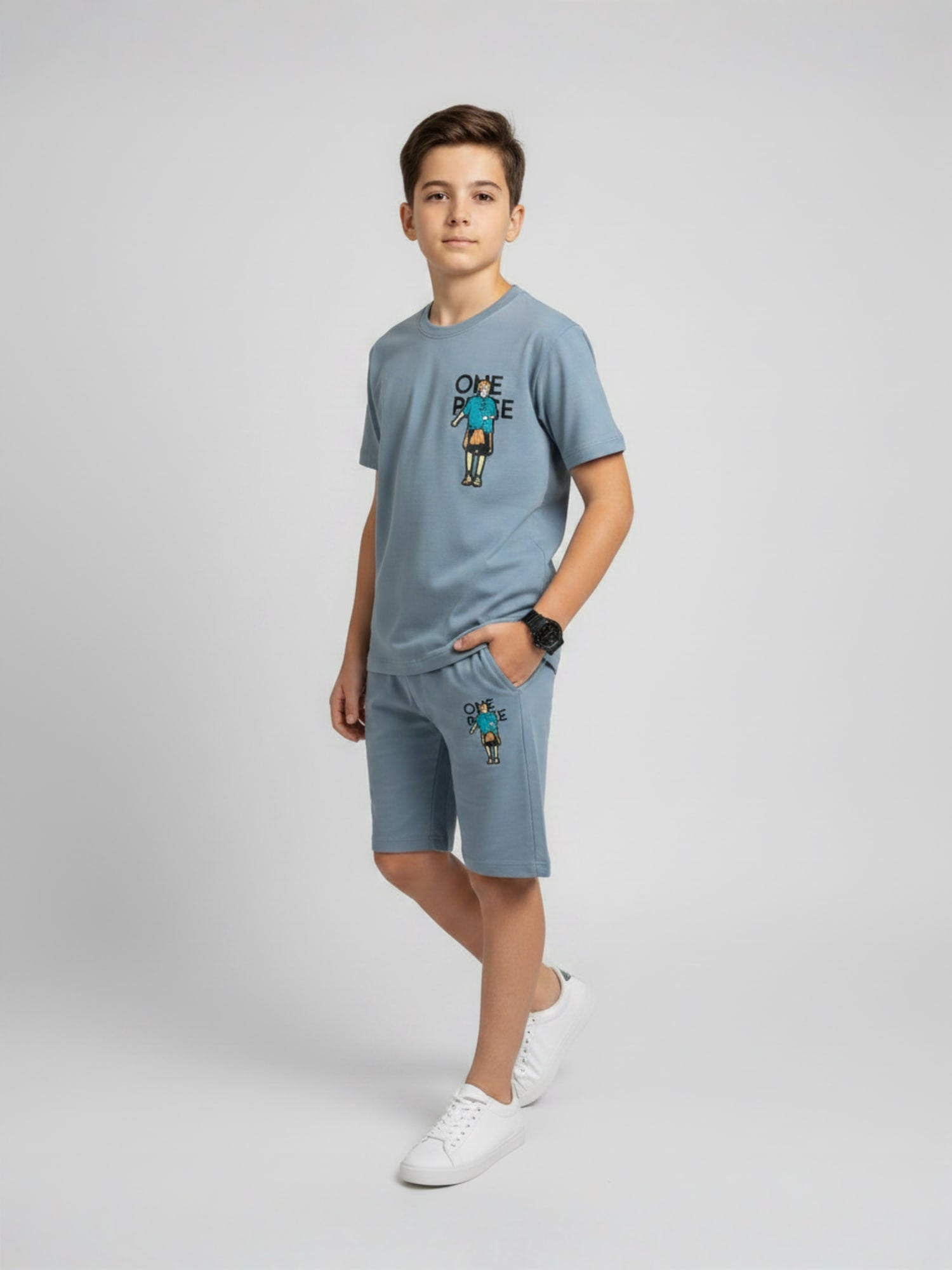 BLUE URBAN CHILL SHORTS CO-ORDS SET