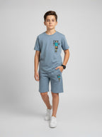 BLUE URBAN CHILL SHORTS CO-ORDS SET