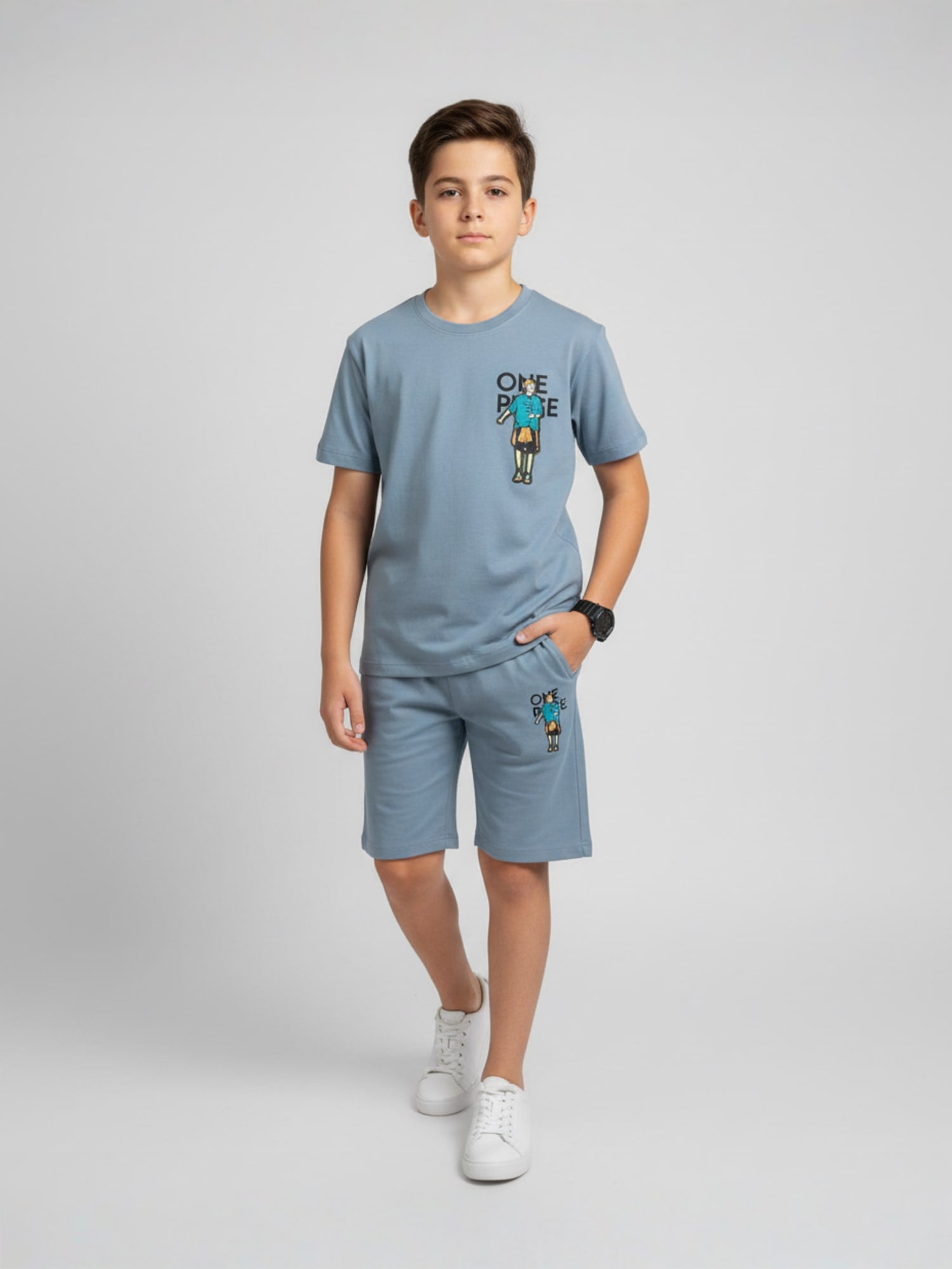 BLUE URBAN CHILL SHORTS CO-ORDS SET