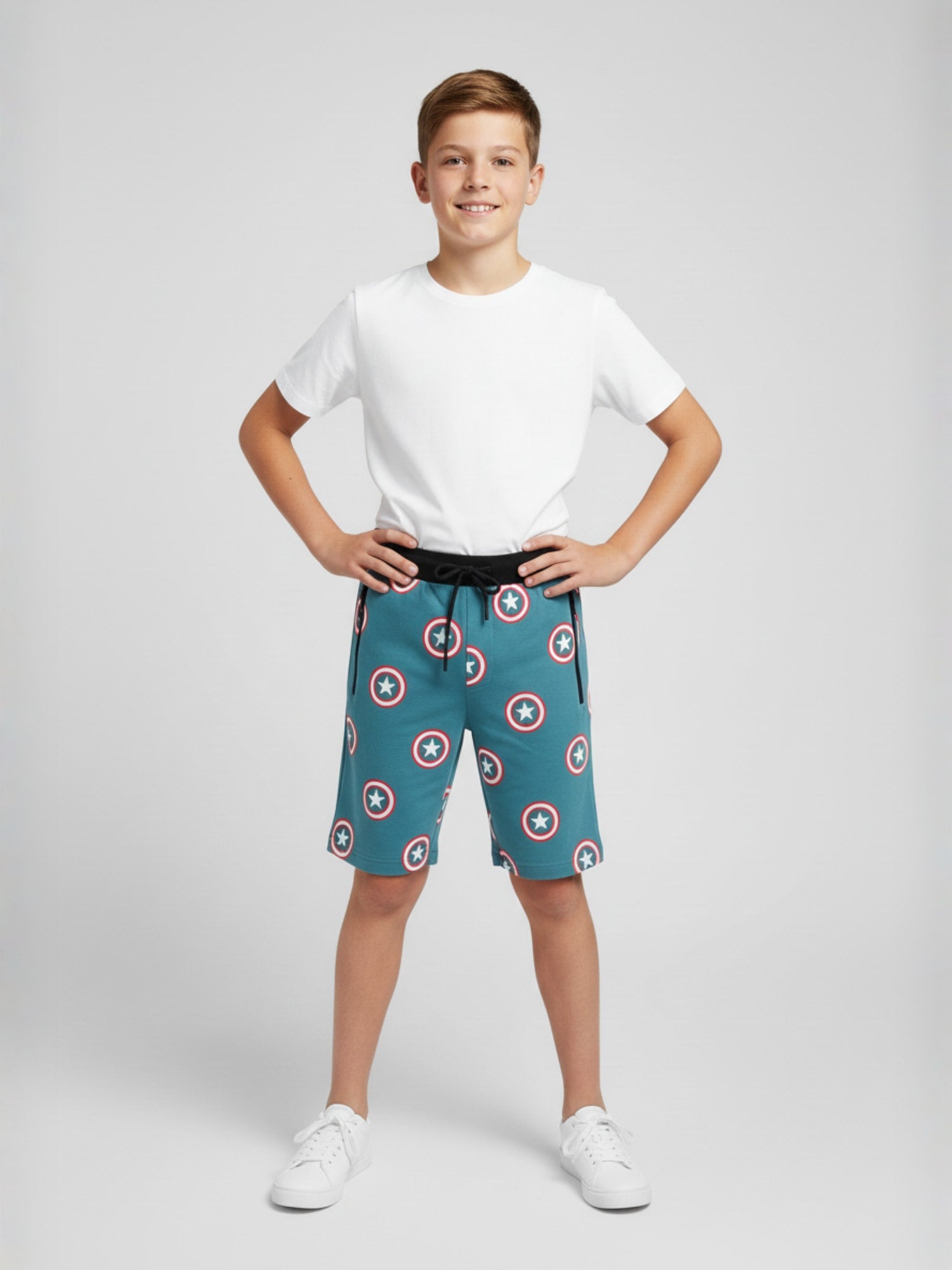 LIGHT SKY BLUE LYCRA PLAIN SHORTS WITH 2 SIDE ZIPPERS