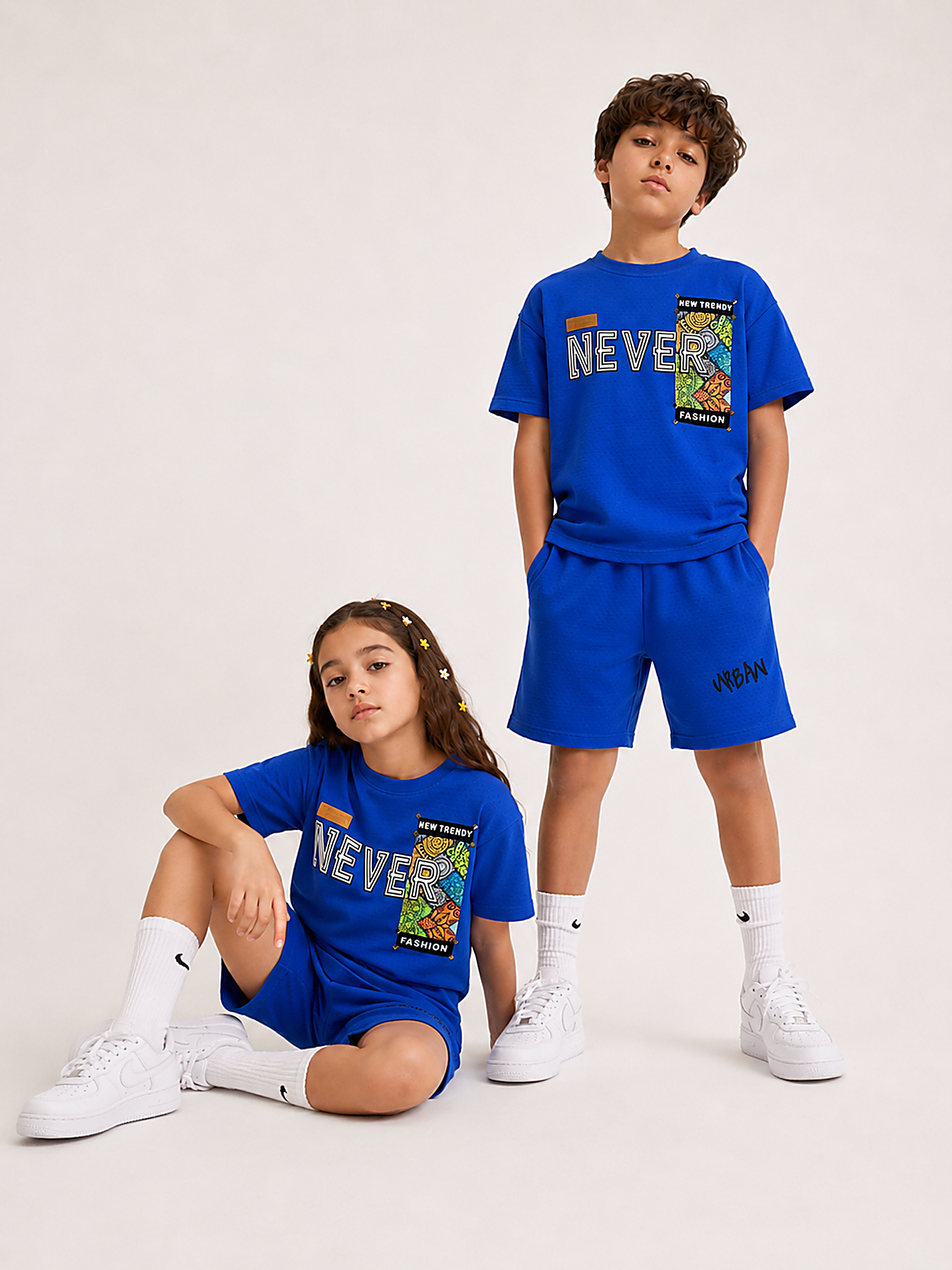 Royal Blue Teen Style Shorts Co-Ord Set