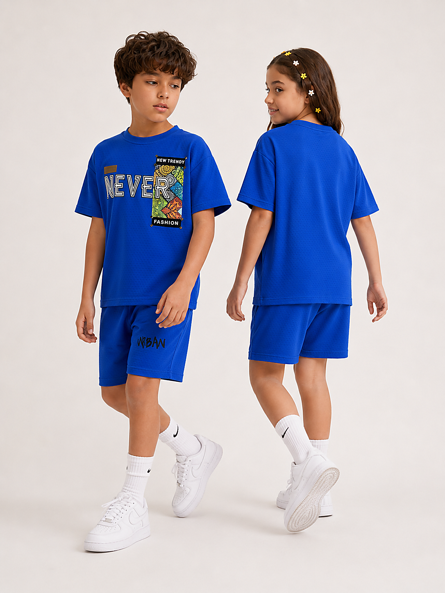 Royal Blue Teen Style Shorts Co-Ord Set