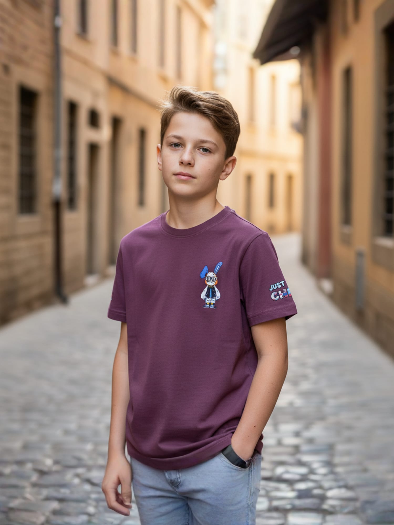 PURPLE LYCRA T-SHIRT