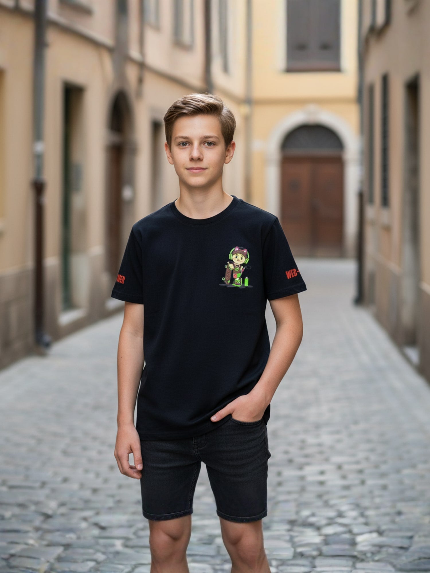BLACK LYCRA T-SHIRT