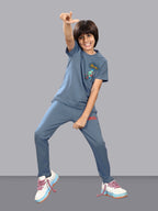 STEEL BLUE FULL PANT CO-ORDS WITH A TOUCH OF CLASS