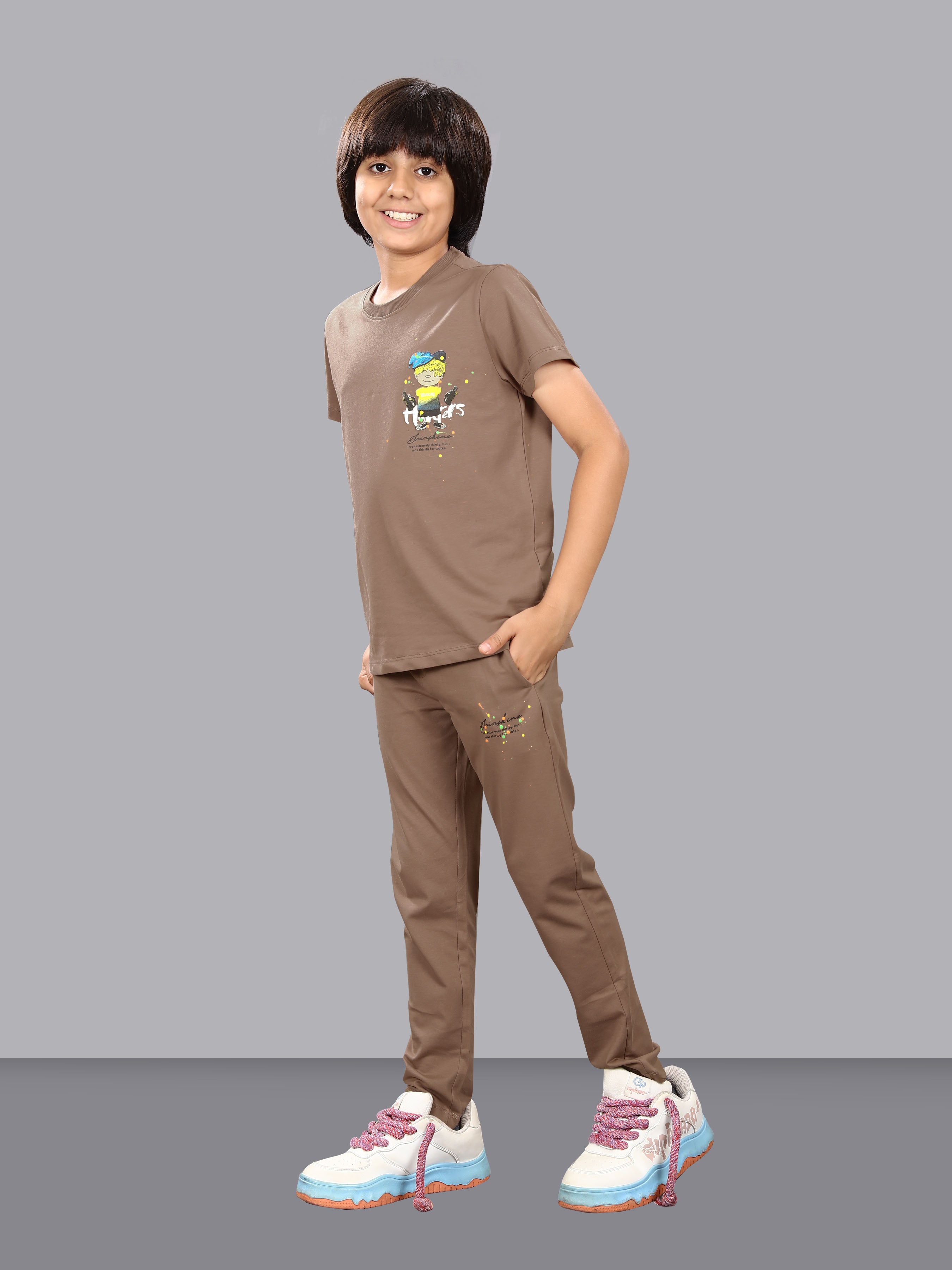 BROWN FULL PANT CO-ORDS WITH A TOUCH OF CLASS