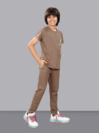 BROWN FULL PANT CO-ORDS WITH A TOUCH OF CLASS