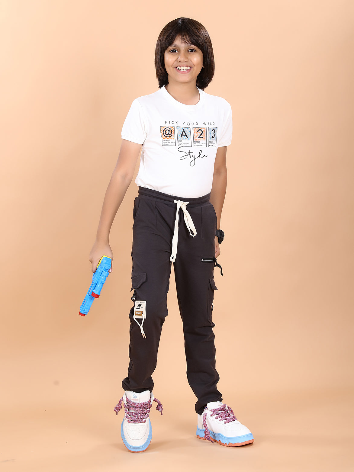 DARK GREY 4 WAY LYCRA CARGO PANT