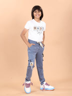 LIGHT BLUE 4 WAY LYCRA CARGO PANT