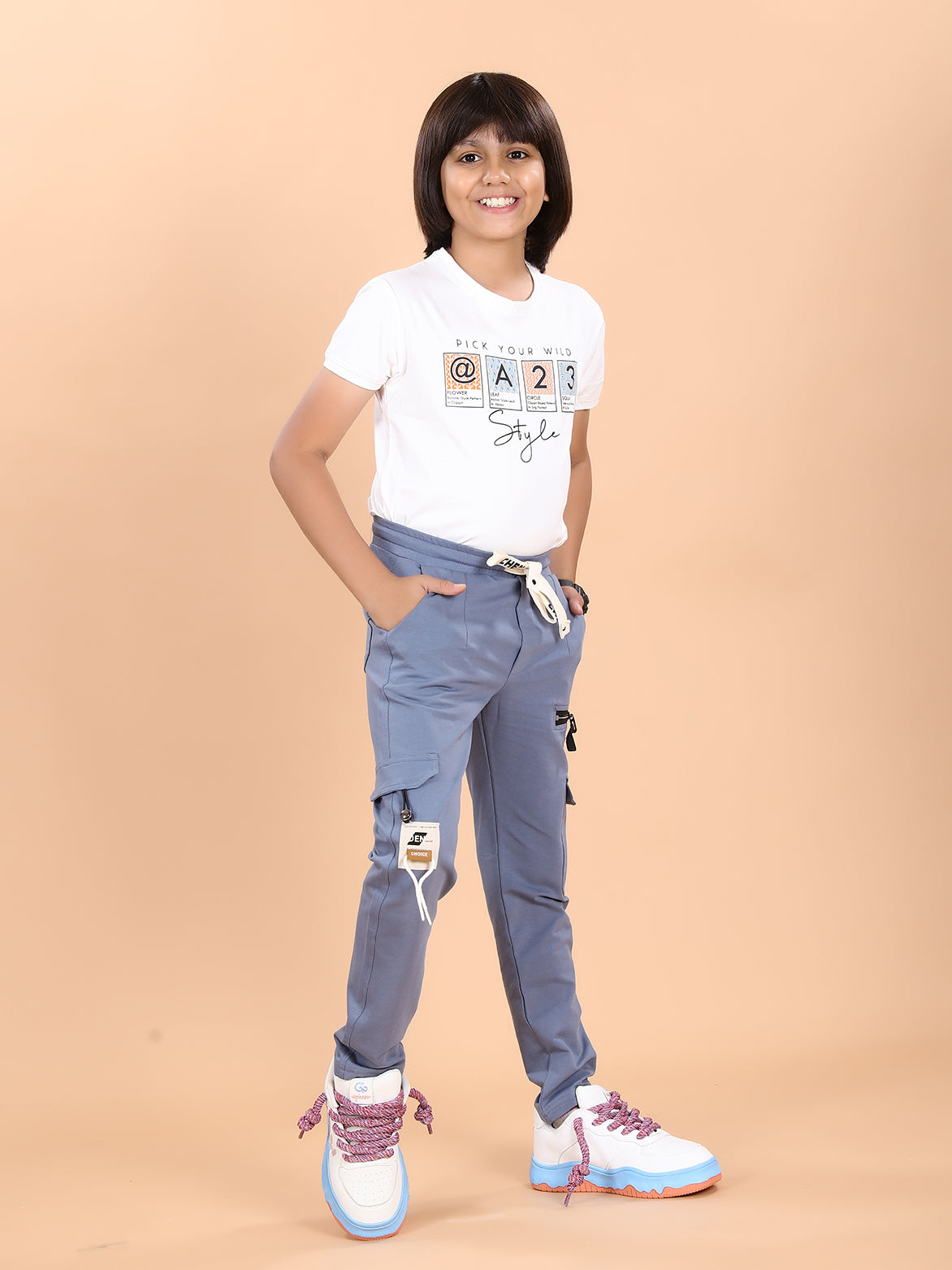 LIGHT BLUE 4 WAY LYCRA CARGO PANT