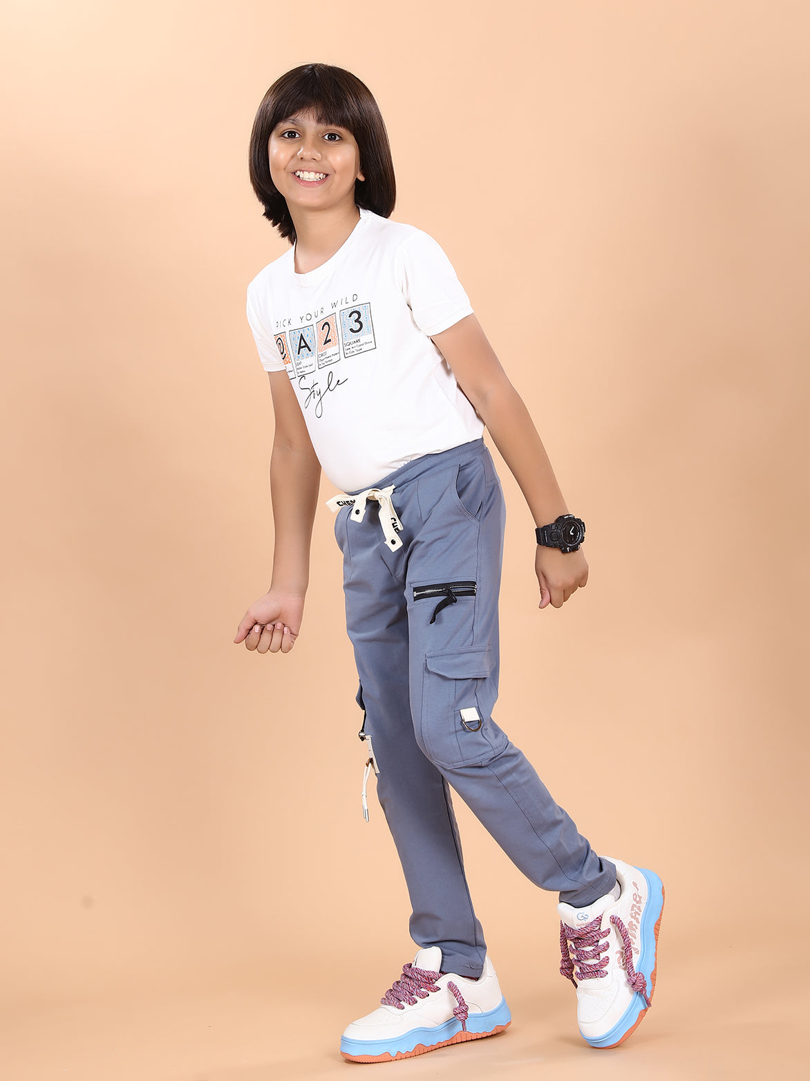 LIGHT BLUE 4 WAY LYCRA CARGO PANT