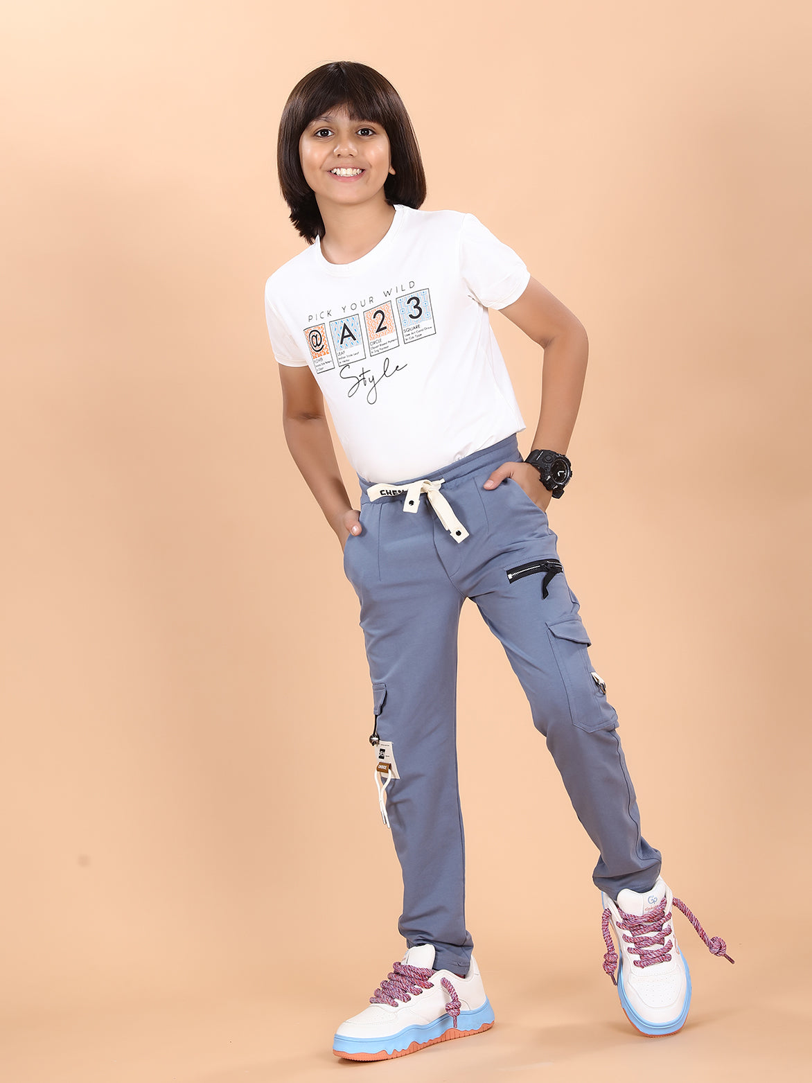 LIGHT BLUE 4 WAY LYCRA CARGO PANT