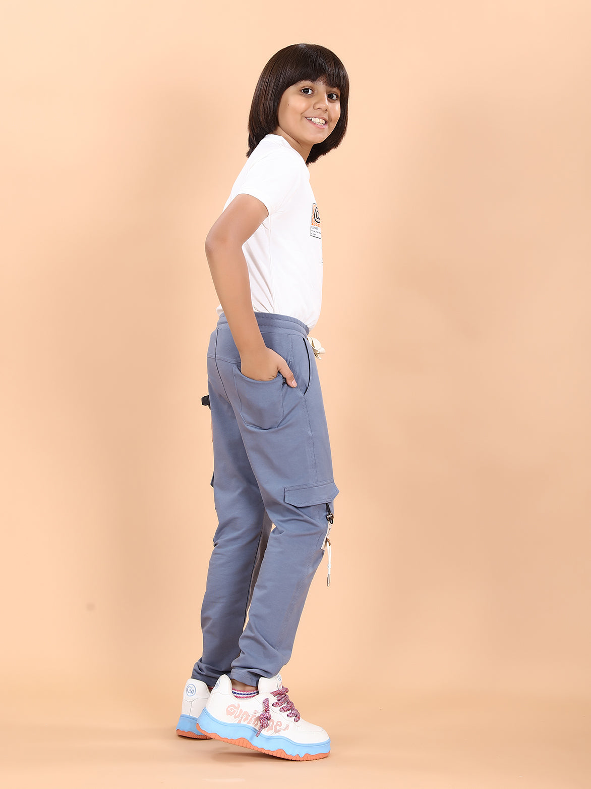 LIGHT BLUE 4 WAY LYCRA CARGO PANT