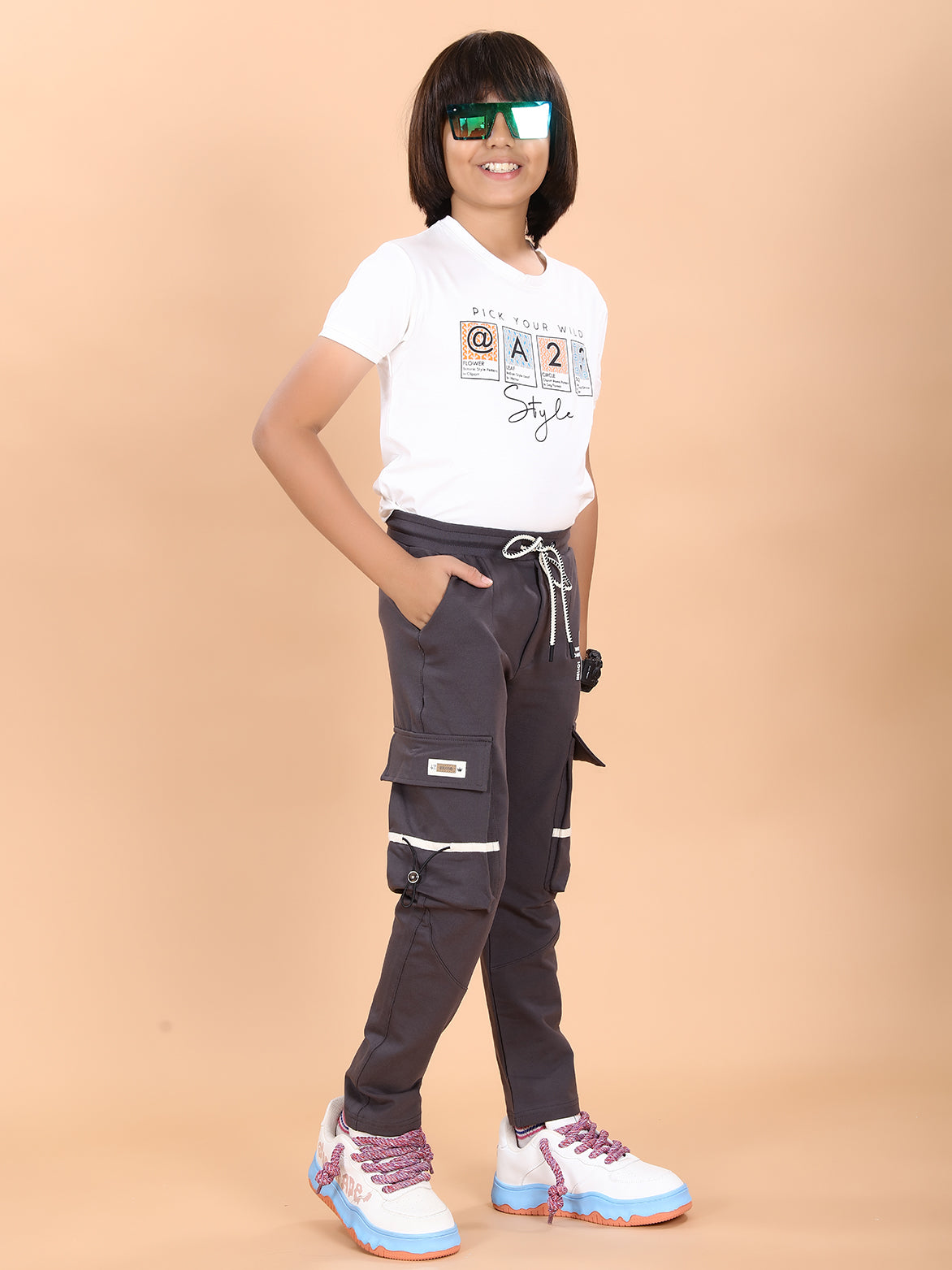 DARK GREY 4 WAY LYCRA CARGO PANT