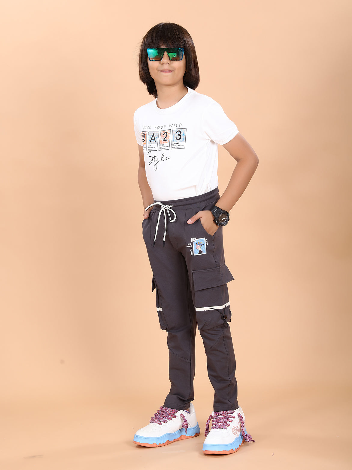 DARK GREY 4 WAY LYCRA CARGO PANT