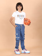 SKY BLUE 4 WAY LYCRA CARGO PANT