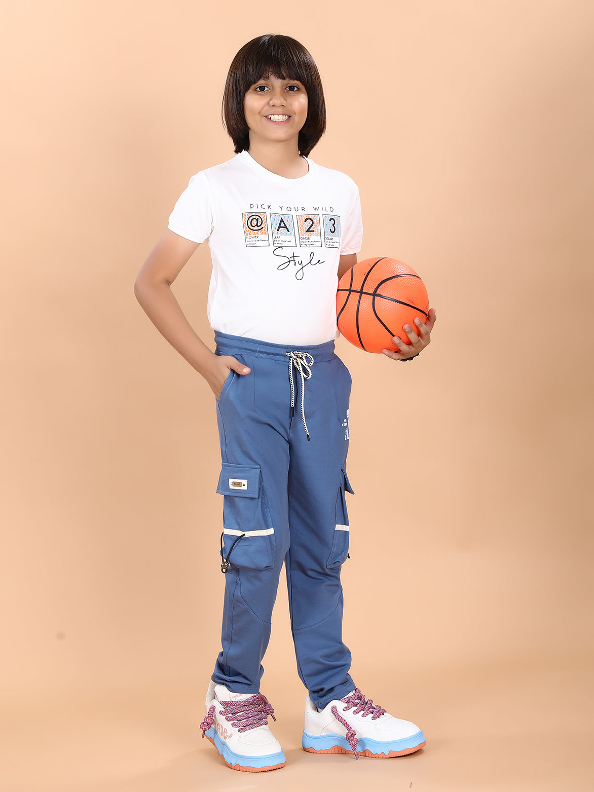SKY BLUE 4 WAY LYCRA CARGO PANT